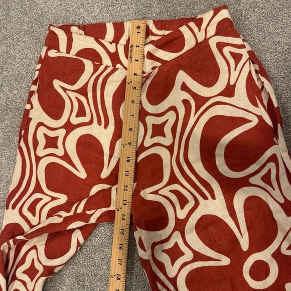 Honorine Wide Leg Abstract Floral Print Linen Pants Cream Orange size XS NWOT - Picture 5 of 8